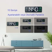 UpWay Kumandalı Büyük  HD LED Ekranlı Dijital Masa Duvar Saati Aynalı Elektronik Saat Sıcaklık Tarih - 6