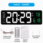 UpWay Kumandalı Büyük  HD LED Ekranlı Dijital Masa Duvar Saati Aynalı Elektronik Saat Sıcaklık Tarih - 7