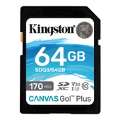 Kingston SDG3-64GB 64GB SDXC Canvas Go Plus 170R C10 UHS-I U3 V30 Hafıza Kartı - 1