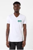 Squid Game Player 456 Beyaz Erkek V yaka Tshirt - 1