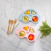 Hometarz Plastik Mama Tabağı 4 Bölmeli Pratik Bebek Yemek Tabağı Çocuk Kahvaltı Tabağı BPA İçermez - 9