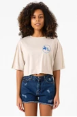 The Mentalist Blue Bird Lodge Bej Kadın Crop Tshirt - 1