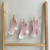 3'lü Pembe-Beyaz Çorap - 1