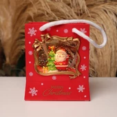 Çanta Tasarım Sulu Simli Noel Baba Işıklı Müzik Kutusu - 1
