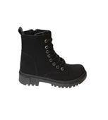 YAZKIŞ Kadın Siyah Mat Cilt Bağcıklı Fermuaralı 14cm Bilekboyu Düz Termo Taban Postal Bot thumbnail 2