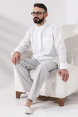 Erkek Gri Yandan Cepli Rahat Kesim Beli Lastikli Kargo Hac ve Umre Şalvar Pantolon - 2