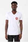Top Gun Wingman Beyaz Erkek V yaka Tshirt - 1