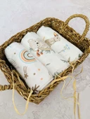 3 Adet Çok Amaçlı Müslin Bezi Örtü Battaniye - 3