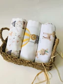 3 Adet 110x110  Çok Amaçlı Müslin Bezi Örtü Battaniye thumbnail 1