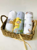 3 Adet 110x110  Çok Amaçlı Müslin Bezi Örtü Battaniye thumbnail 1