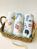 3 Adet 110x110  Çok Amaçlı Müslin Bezi Örtü Battaniye thumbnail 1