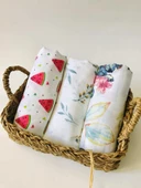 3 Adet 110x110  Çok Amaçlı Müslin Bezi Örtü Battaniye thumbnail 1