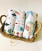 3 Adet  Çok Amaçlı Müslin Bezi Örtü Battaniye thumbnail 1