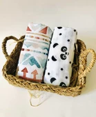 2 Adet  Çok Amaçlı Müslin Bezi Örtü Battaniye thumbnail 1