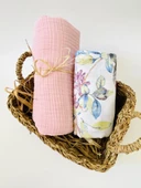 2 Adet 4 Katlı Ve 2 Katlı Çok Amaçlı Müslin Bezi Örtü Battaniye thumbnail 1