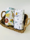 2 Adet  Çok Amaçlı Müslin Bezi Örtü Battaniye thumbnail 1