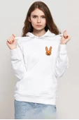 Bad Bunny Halloween Beyaz Kadın 3ip Kapşonlu Sweatshirt - 1