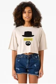 Breaking Bad Yellow Say My Name Head Bej Kadın Crop Tshirt thumbnail 1