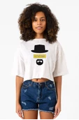 Breaking Bad Yellow Say My Name Head Beyaz Kırçıllı Kadın Crop Tshirt thumbnail 1