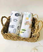 2 Adet Çok Amaçlı Müslin Bezi Örtü Battaniye - 1