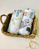 2 Adet Çok Amaçlı Müslin Bezi Örtü Battaniye - 1