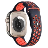 Gpack Apple Watch Series 8 45mm Kordon Delikli Çift Renk 2023 Seri Silikon thumbnail 2