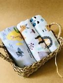 3 Adet 110x110  Çok Amaçlı Müslin Bezi Örtü Battaniye thumbnail 2