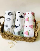 3 Adet  Çok Amaçlı Müslin Bezi Örtü Battaniye thumbnail 1