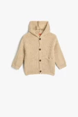 Koton Erkek Bebek Kapşonlu Örgü Hırka Düğme Kapamalı Cep Detaylı - 1