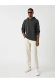 Basic Kapşonlu Sweatshirt Şardonlu - 4
