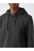 Basic Kapşonlu Sweatshirt Şardonlu - 10