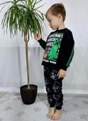 ERKEK ÇOCUM MINECRAFT BASKILI 3 İPLİK PAMUK EŞOFMAN TAKIMI - 5