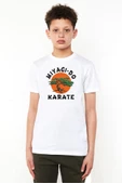 Cobra Kai Miyagi Do Karate Beyaz Çocuk Bisikletyaka Tshirt - 1