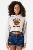 Cobra Kai Miyagi Do Karate Grimelanj Kadın Crop Kapşonlu - 1