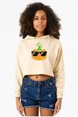 Cool Pumpkin Bej Kadın Crop Kapşonlu thumbnail 1