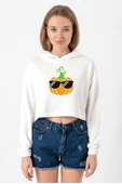 Cool Pumpkin Ekru Kadın Crop Kapşonlu thumbnail 1