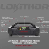 Lokithor JA2500 12V 2500Amp LiFePO4 Akıllı Akü Takviye + Pompa + Powerbank + Led Lamba thumbnail 11