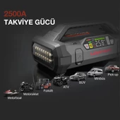 Lokithor JA2500 12V 2500Amp LiFePO4 Akıllı Akü Takviye + Pompa + Powerbank + Led Lamba thumbnail 7