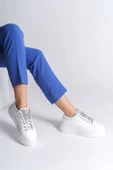 DELLA Bağcıklı Ortopedik Taban Taşlı Kadın Sneaker Ayakkabı BT Beyaz - 2