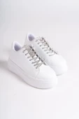 DELLA Bağcıklı Ortopedik Taban Taşlı Kadın Sneaker Ayakkabı BT Beyaz - 4