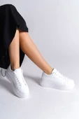BİANA Bağcıklı Ortopedik Taban Kadın Sneaker Ayakkabı BT Beyaz - 1