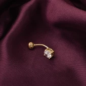14 Ayar Tektaşlı Altın Göbek Piercing thumbnail 3