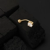 14 Ayar Tektaşlı Altın Göbek Piercing thumbnail 5