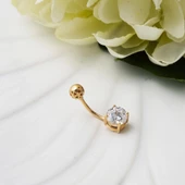 14 Ayar Tektaşlı Altın Göbek Piercing thumbnail 2