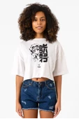 Cowboy Bebop Vintage Ein and Ed Beyaz Kırçıllı Kadın Crop Tshirt thumbnail 1