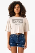 Demon Slayer Anime Inosuke Hashibira Eyes Bej Kadın Crop Tshirt - 1