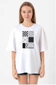 Demon Slayer Anime Patterns Beyaz Kadın Oversize Tshirt - 1