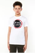 Demon Slayer Anime Squad Demon Slayer Kimetsu No Yaiba Beyaz Çocuk Bisikletyaka Tshirt - 1