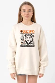 Demon Slayer Anime Super Yummy Ekru Kadın 2ip Sweatshirt - 1