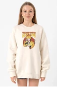 Demon Slayer Anime Zenitsu Poster Ekru Kadın 2ip Sweatshirt thumbnail 1